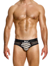Modus Vivendi Striped Through brief. Made in Greece. Mens Brief. trunk. mesh brief. black