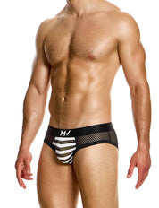 Modus Vivendi Striped Through brief. Made in Greece. Mens Brief. trunk. mesh brief. black