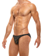Modus Vivendi Floral Lace Low Cut Brief Black. Made in Greece. Party wear. underwear party.  lace mens briefs. black