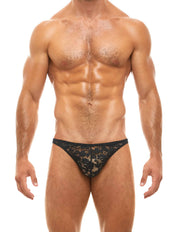 Modus Vivendi Floral Lace Low Cut Brief Black. Made in Greece. Party wear. underwear party.  lace mens briefs. black