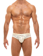 Modus Vivendi Floral Lace Brief White. Made in Greece. Party wear. underwear party.  lace mens briefs. white