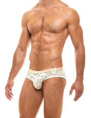 Modus Vivendi Floral Lace Brief White. Made in Greece. Party wear. underwear party.  lace mens briefs. white