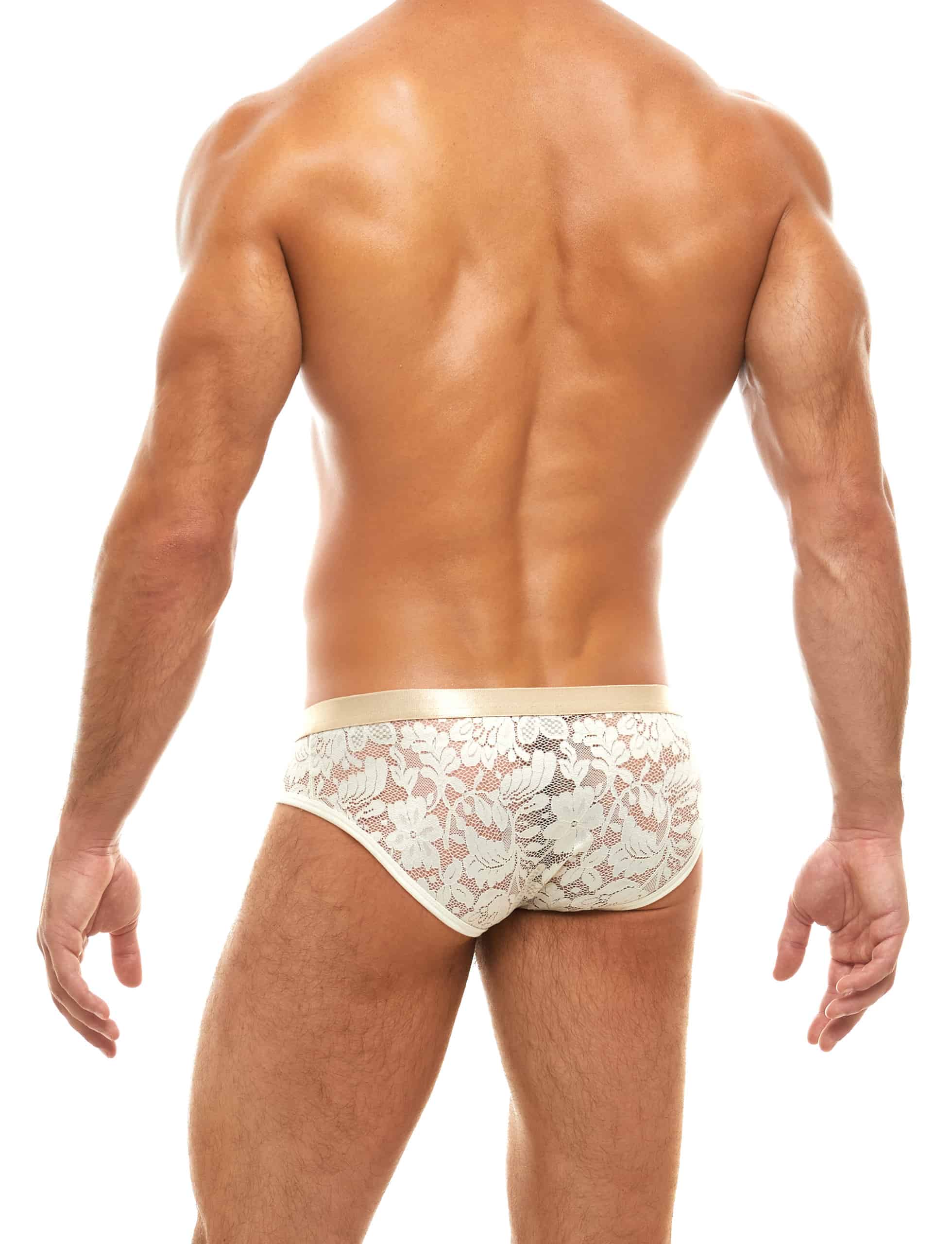 Modus Vivendi Floral Lace Brief White. Made in Greece. Party wear. underwear party.  lace mens briefs. white