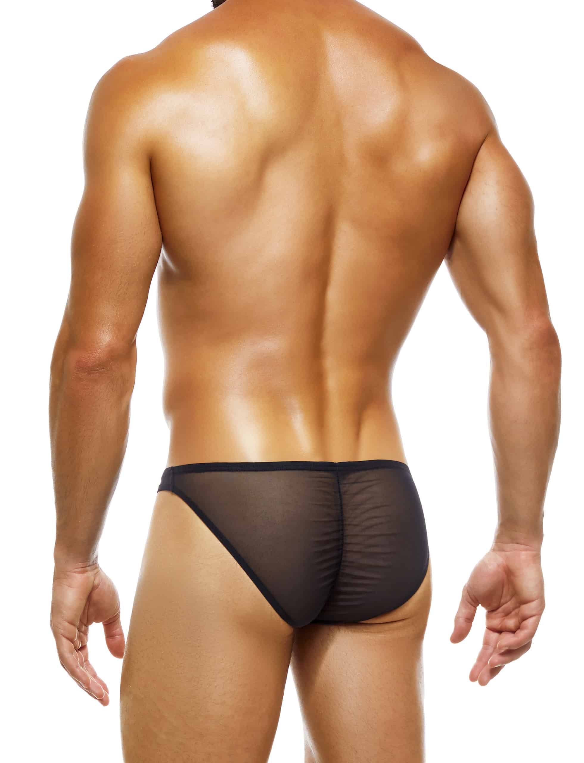 Modus Vivendi Transparent Latex Low Cut Brief. Made in Greece. Mens boxer brief. Mens ultra low brief trunk. underwear party. fetish. leather look black