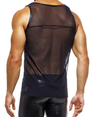 Modus Vivendi Transparent Latex Tanktop. Made in Greece. Mens tank top. gym gear. Work out wear. underwear party. fetish. leather look black. see through tank top