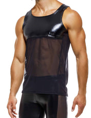 Modus Vivendi Transparent Latex Tanktop. Made in Greece. Mens tank top. gym gear. Work out wear. underwear party. fetish. leather look black