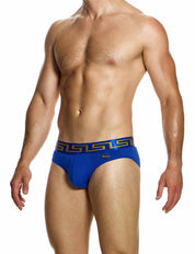 Modus Vivendi Meander Brief. Made in Greece. Party wear. underwear party. Fetish gear. boxer briefs, trunks. pride wear. Blue