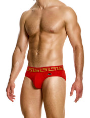 Modus Vivendi Meander Brief. Made in Greece. Party wear. underwear party. Fetish gear. boxer briefs, trunks. pride wear. Red