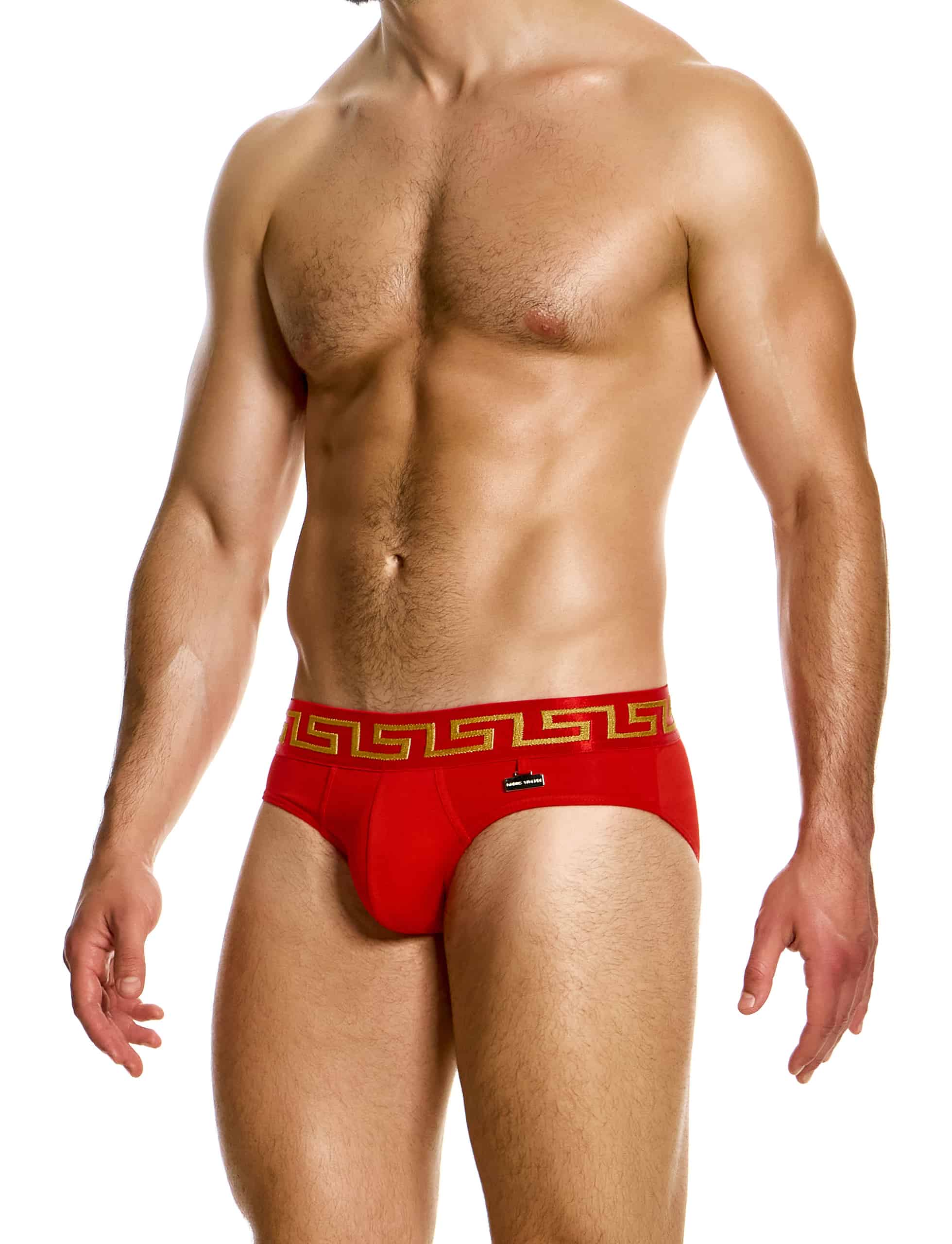 Modus Vivendi Meander Brief. Made in Greece. Party wear. underwear party. Fetish gear. boxer briefs, trunks. pride wear. Red