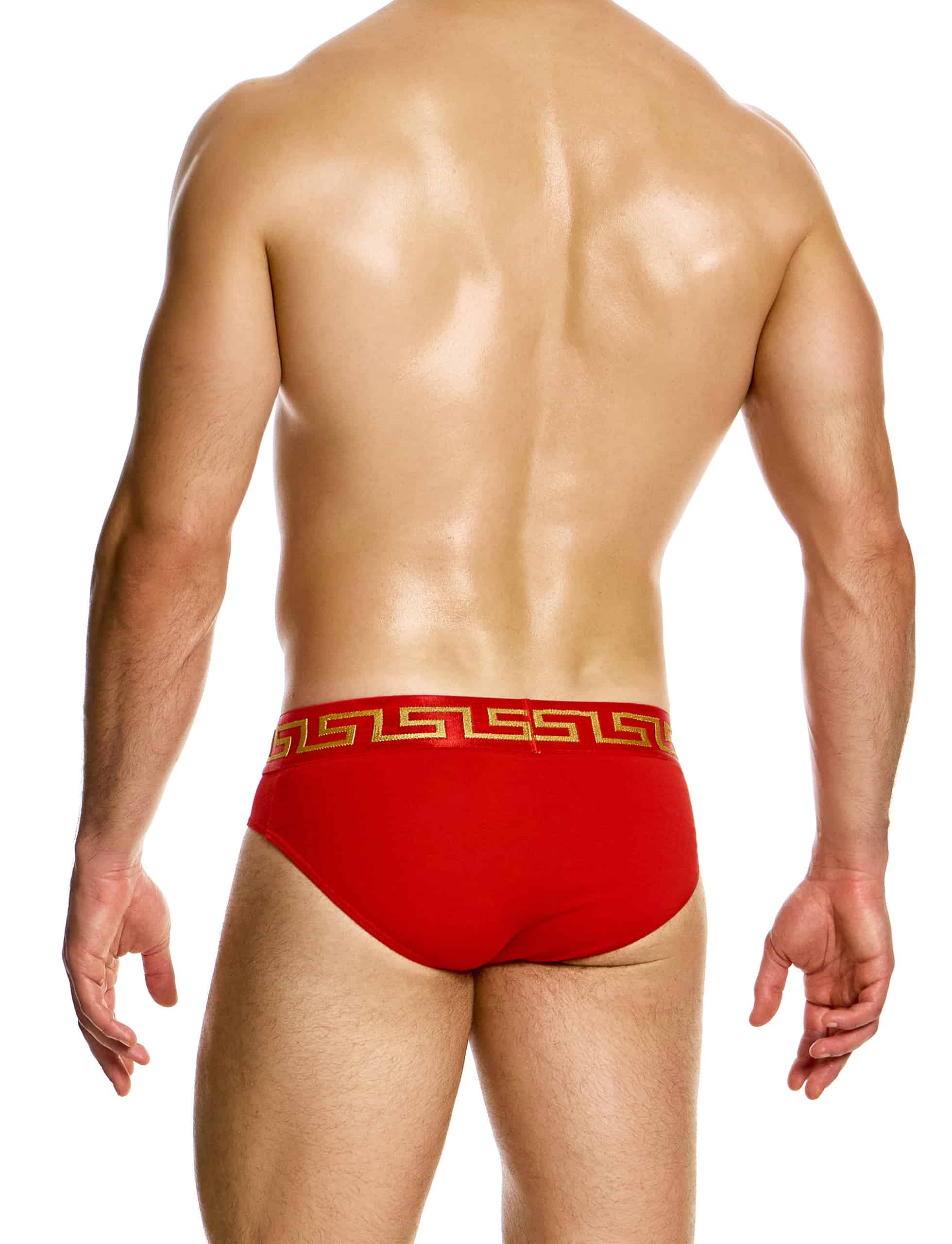 Modus Vivendi Meander Brief. Made in Greece. Party wear. underwear party. Fetish gear. boxer briefs, trunks. pride wear. Red