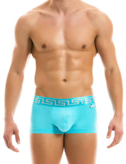 Modus Vivendi Meander Boxer. Made in Greece. Party wear. underwear party. Fetish gear. boxer briefs, trunks. pride wear. Turquoise