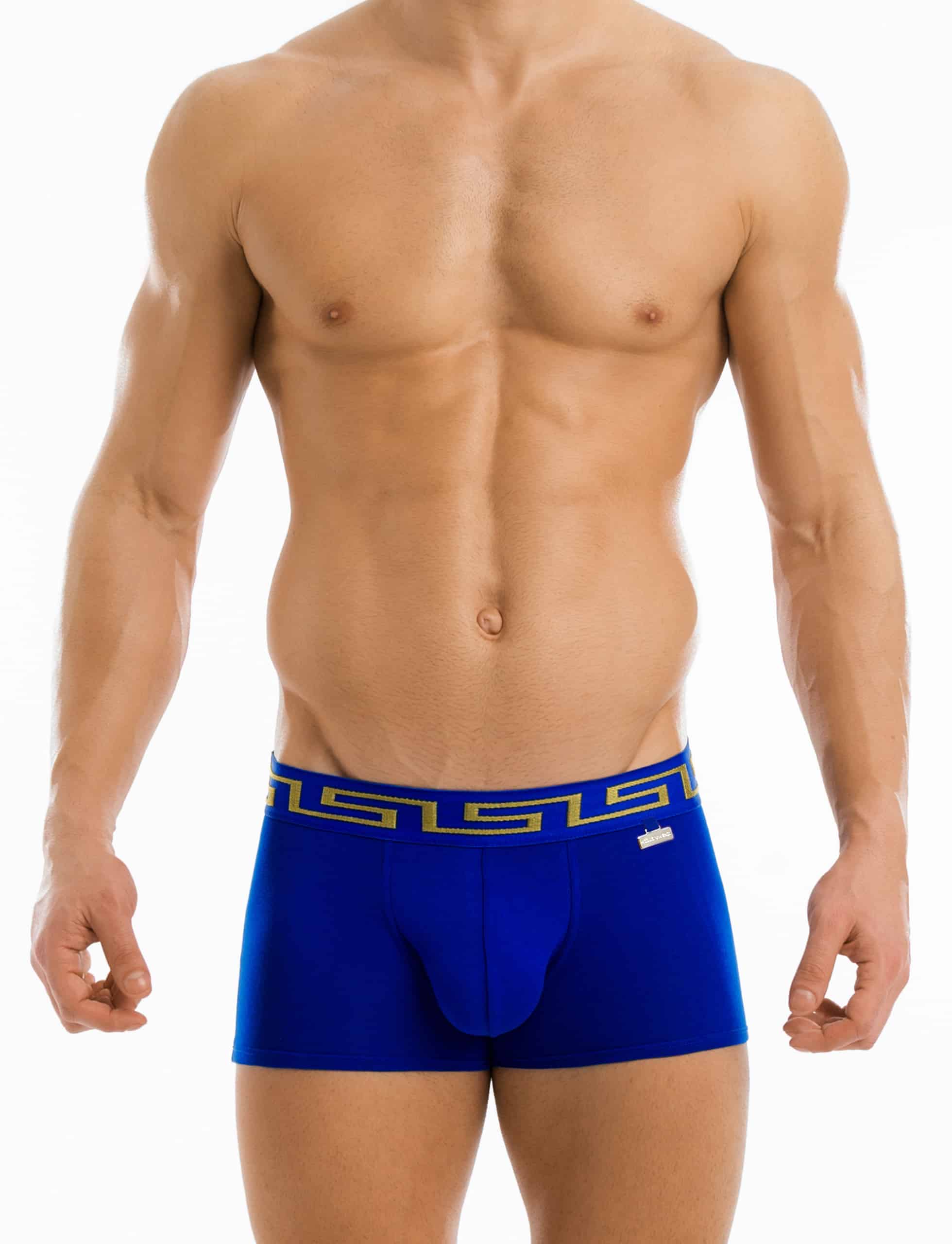 Modus Vivendi Meander Boxer. Made in Greece. Party wear. underwear party. Fetish gear. boxer briefs, trunks. pride wear. Blue