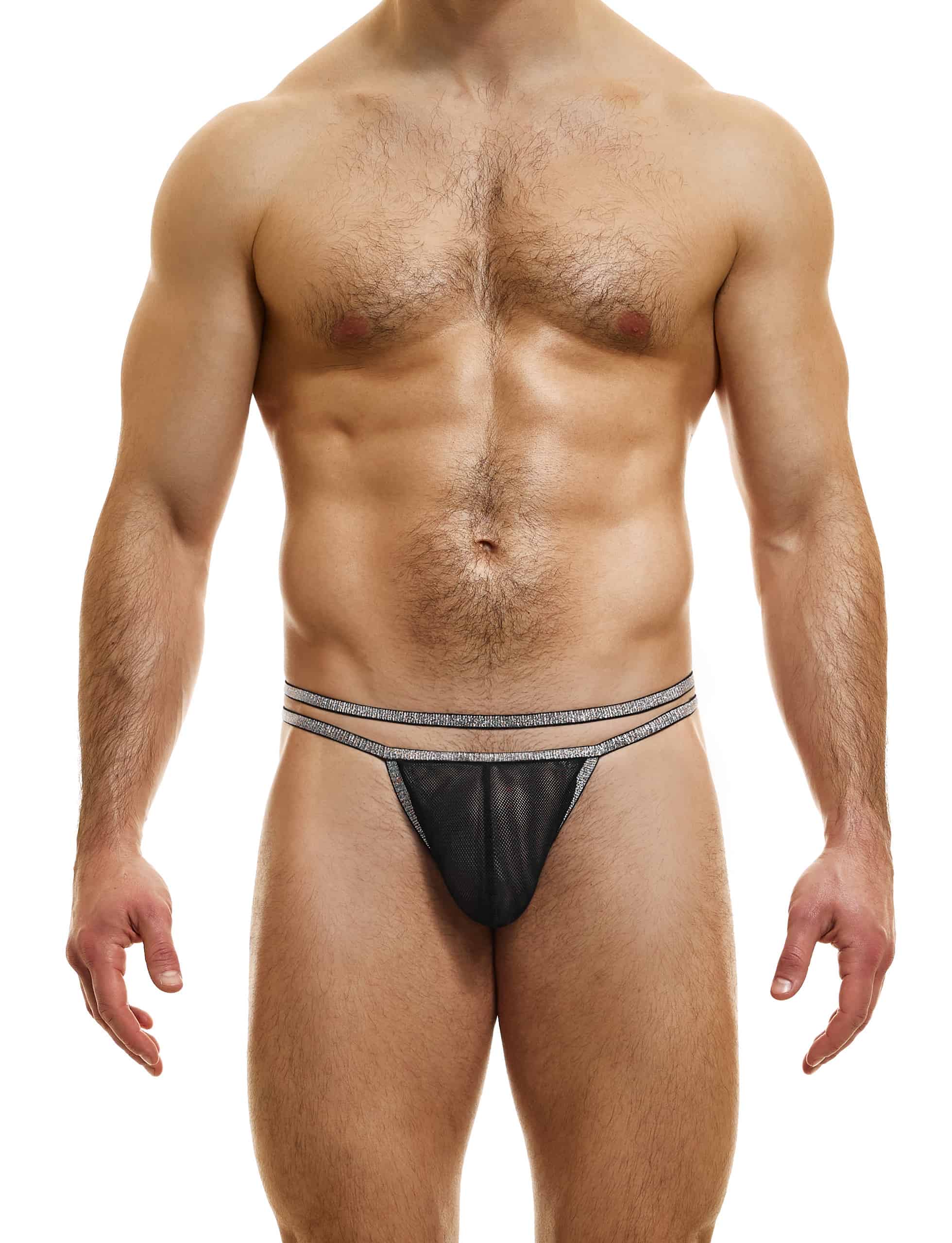 Modus Vivendi Seductive Thong Made in Greece. Mens Thong. Party wear, Sliver and black