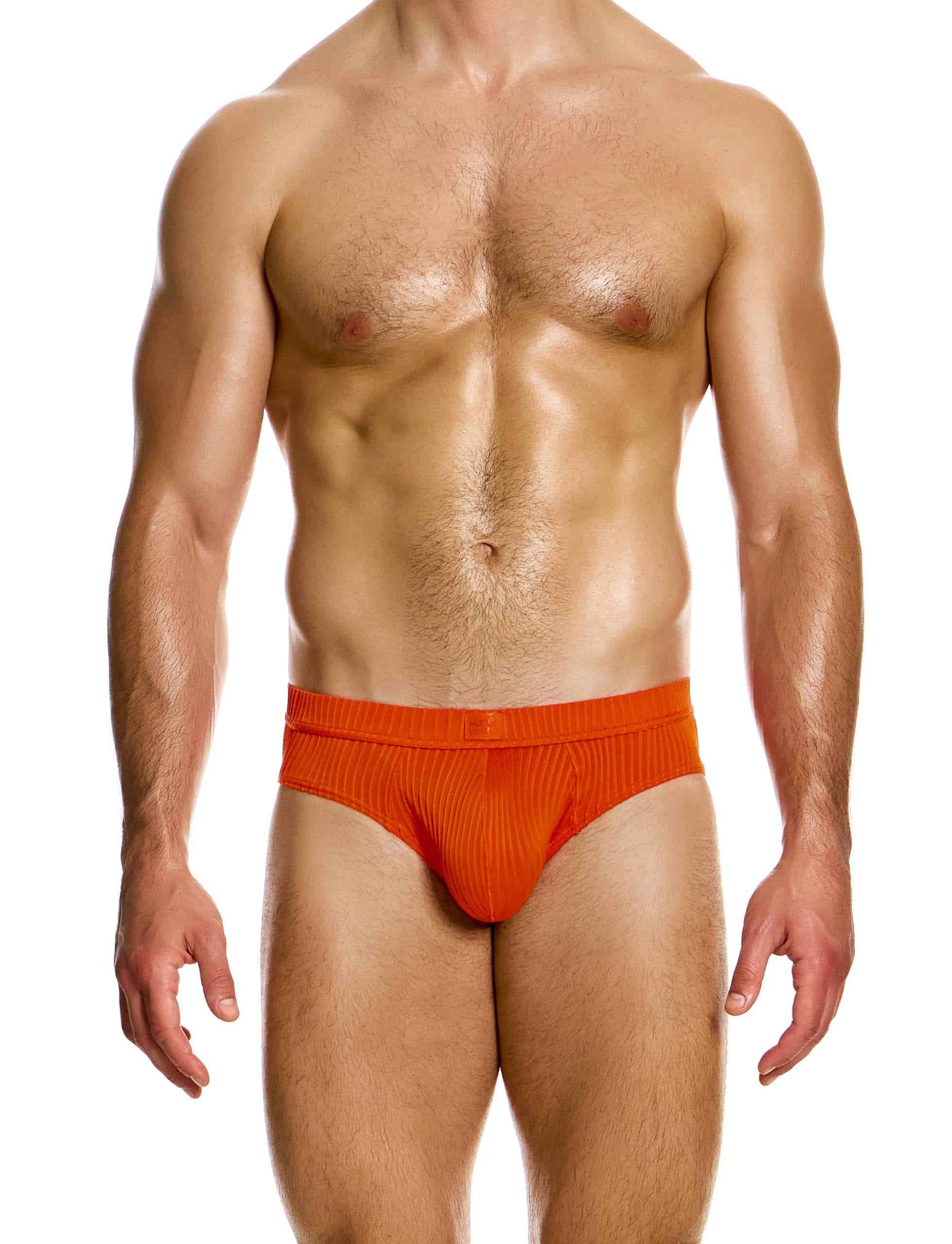 Modus Vivendi Curved Brief. Made in Greece. luxury comfort high quality. Party wear. underwear party wear. gay men shorts. Orange