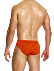Modus Vivendi Curved Brief. Made in Greece. luxury comfort high quality. Party wear. underwear party wear. gay men shorts. Orange