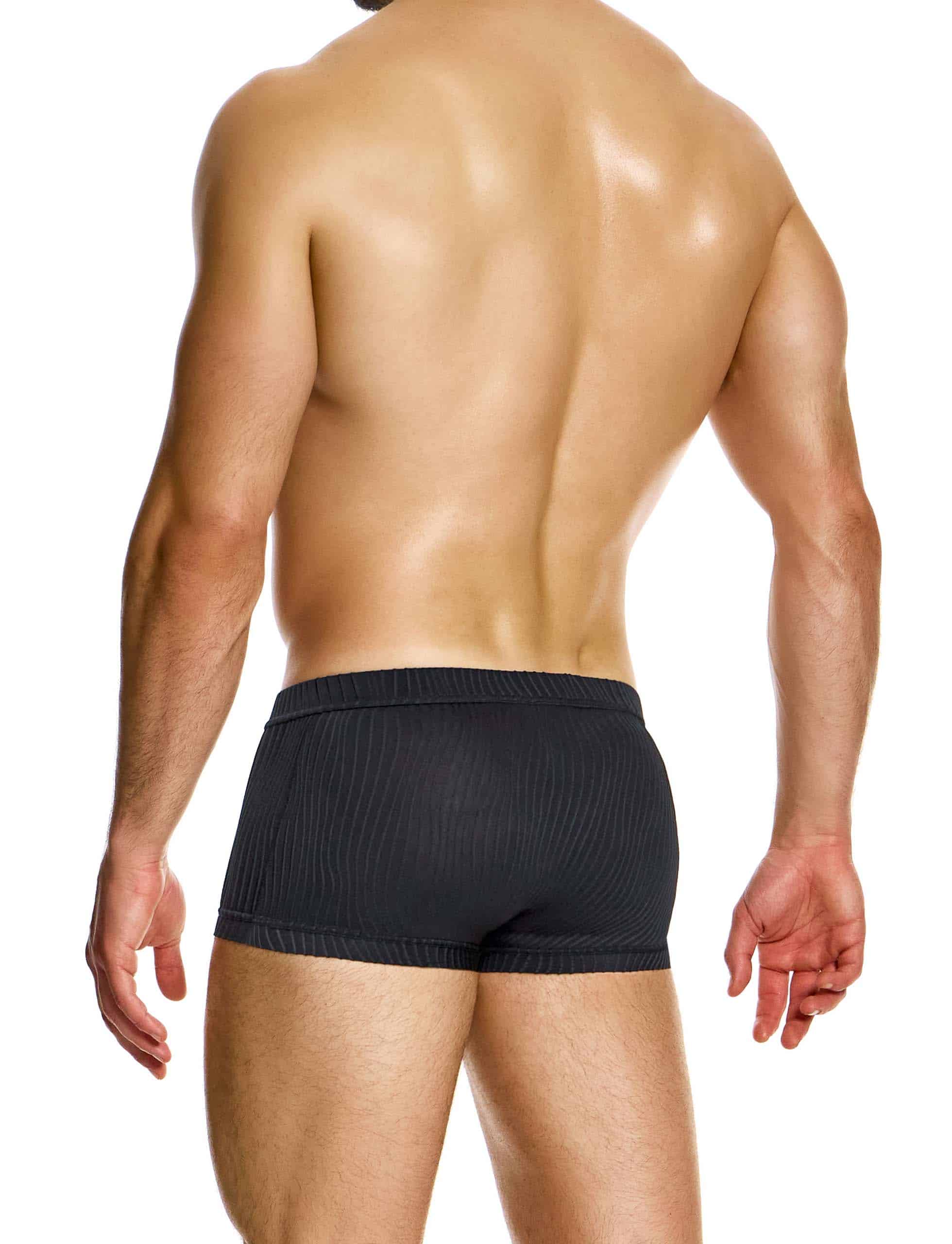 Modus Vivendi Curved Boxer. Made in Greece. luxury comfort high quality. Party wear. underwear party wear. gay men shorts. Black