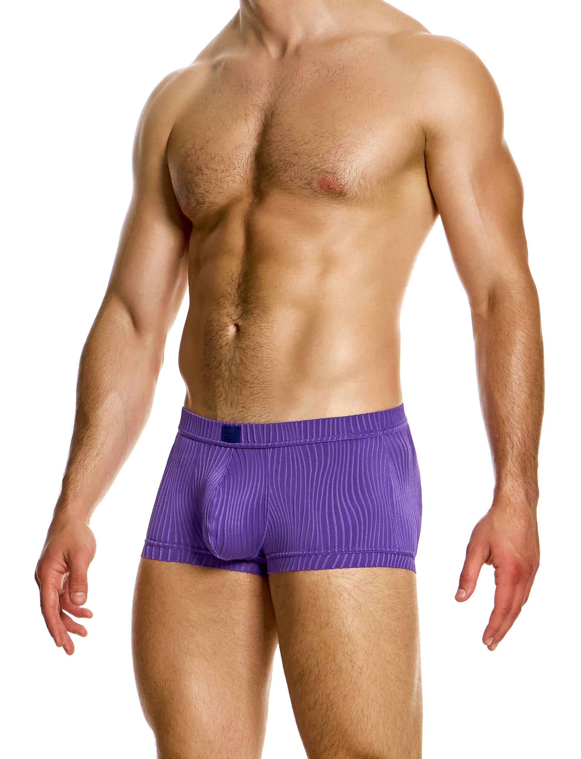 Modus Vivendi Curved Boxer. Made in Greece. luxury comfort high quality. Party wear. underwear party wear. gay men shorts. Purple