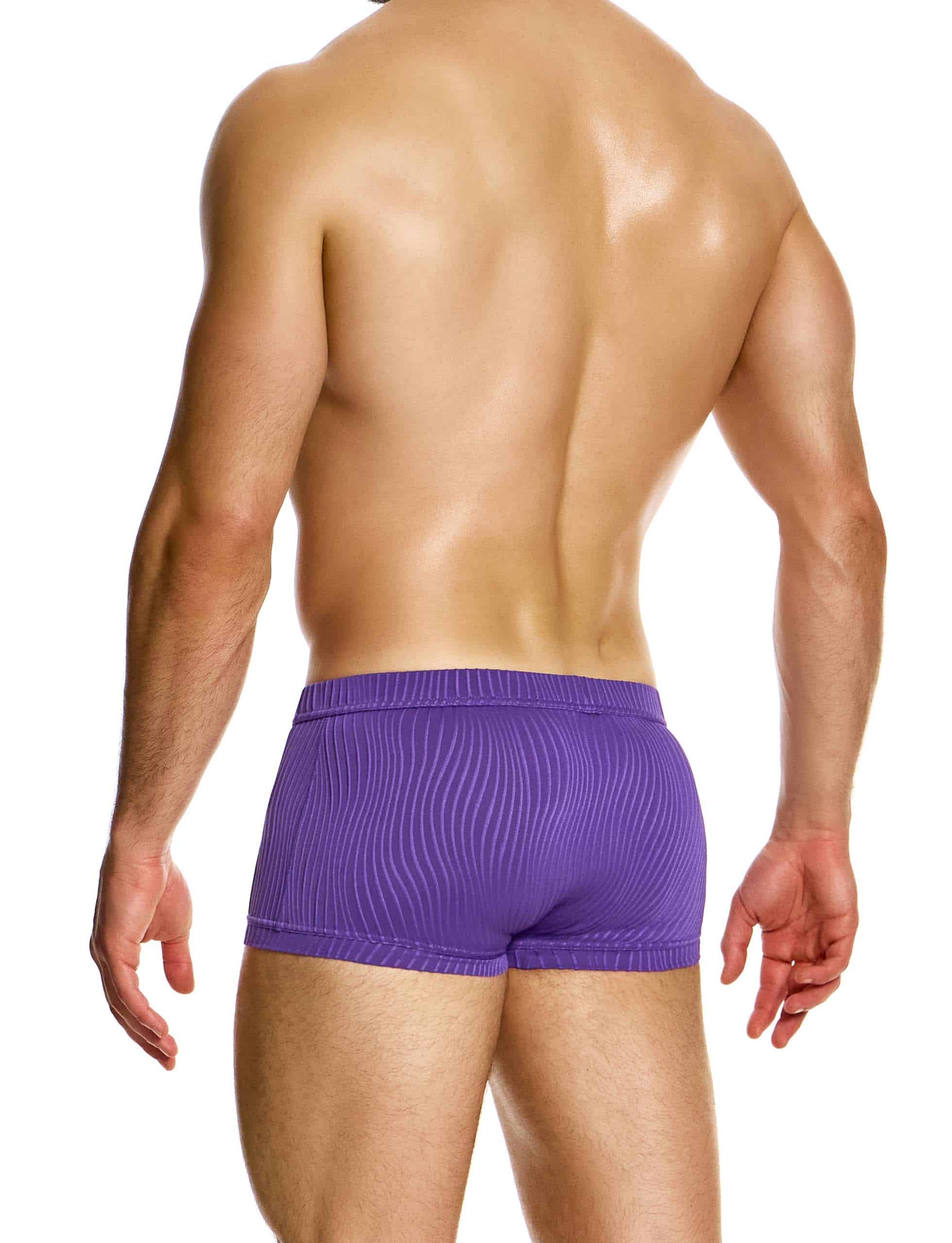 Modus Vivendi Curved Boxer. Made in Greece. luxury comfort high quality. Party wear. underwear party wear. gay men shorts. Purple