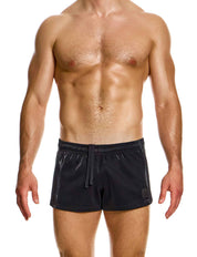 Modus Vivendi Curved 80s Shorts. Made in Greece. luxury comfort high quality. Mini shorts. gym wear. Party wear. work out shorts. gay men shorts. Black