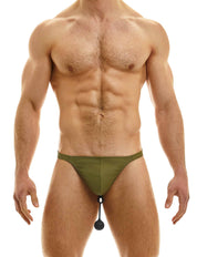 Modus Vivendi Pleasure Thong Green. Made in Greece. removable anal ball.