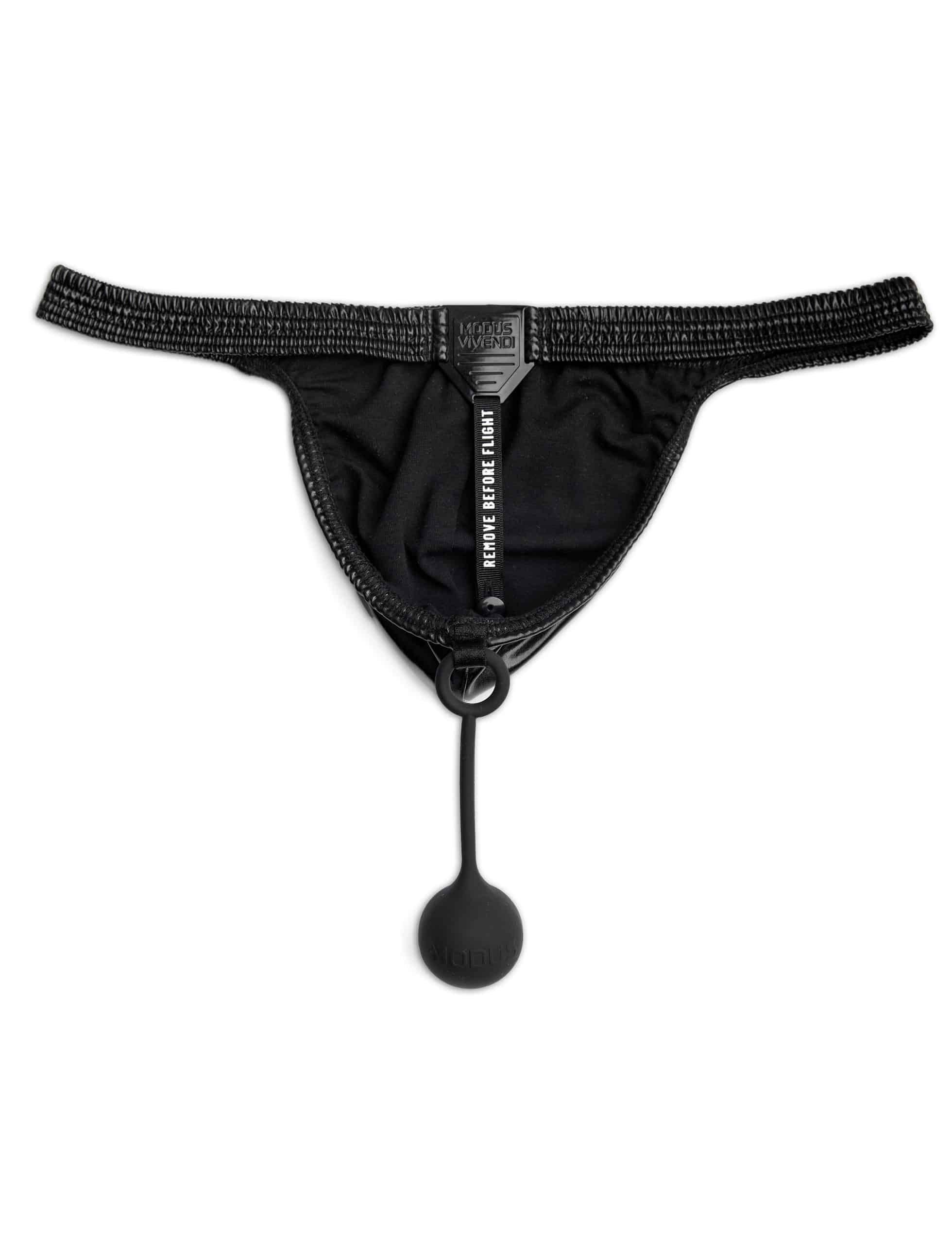 Modus Vivendi Pleasure Thong Black. Made in Greece. Fetish. removable ball.