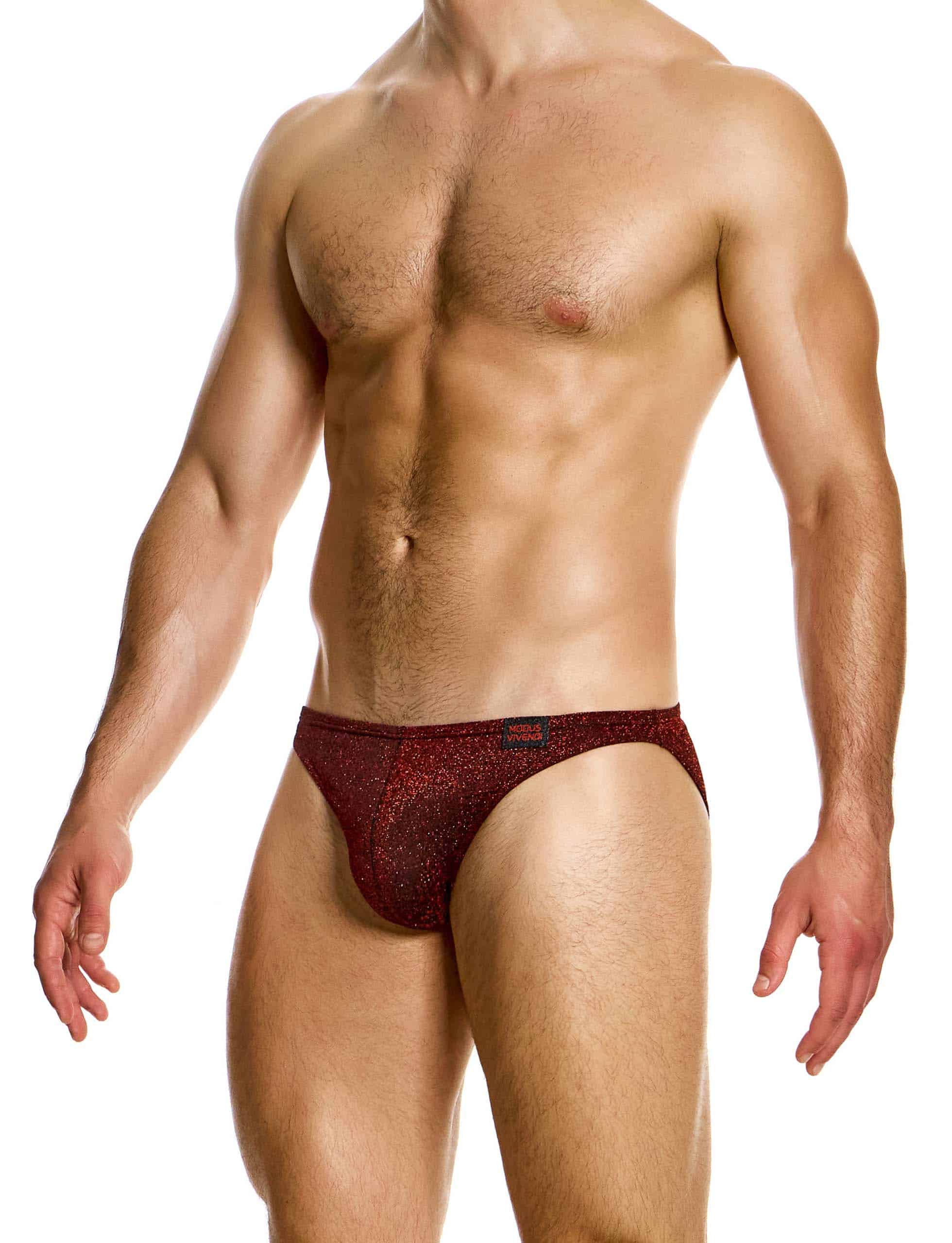 Modus Vivendi Glitter Low Cut Brief. Made in Greece. Party wear. underwear party. Fetish gear. Red
