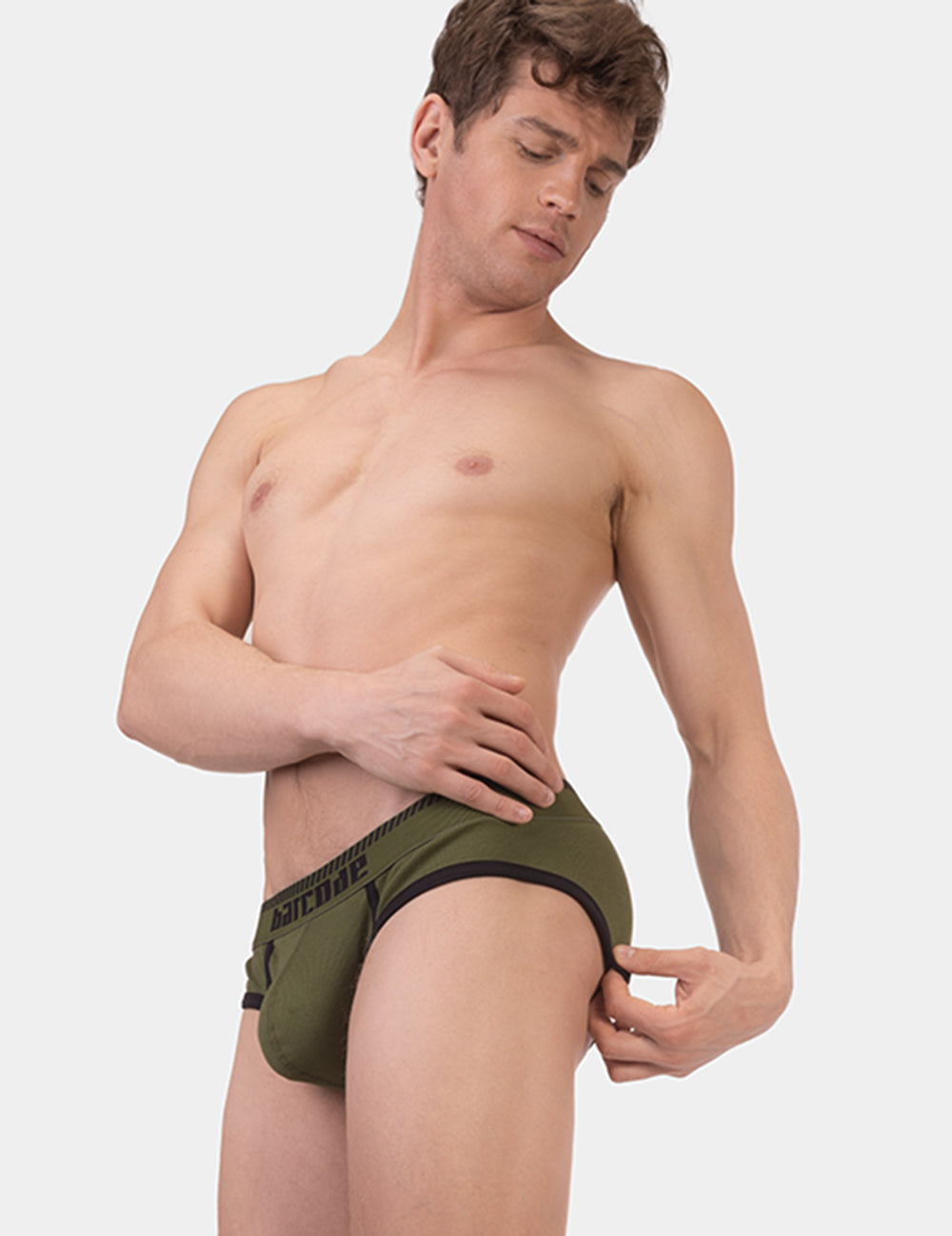 Barcode Berlin Solger Brief. Made in Portugal. Party wear. gay man underwear party. Everyday comfortable mens briefs. Green