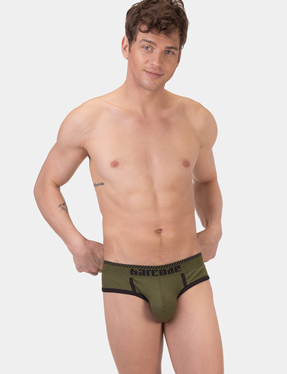 Barcode Berlin Solger Brief. Made in Portugal. Party wear. gay man underwear party. Everyday comfortable mens briefs. Green