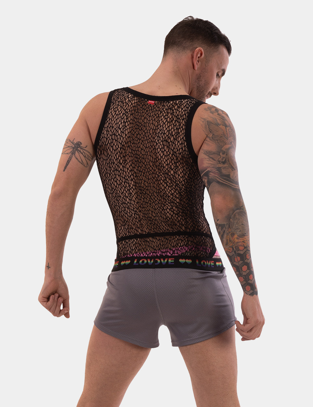 Barcode Berlin Riva Shorts. Made in Portugal. Party wear. gay man underwear party. Beach wear. Gym wear. work out gear. Pride mini shorts. Grey