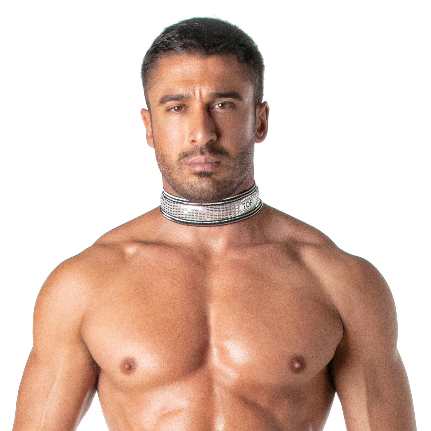 TOF Paris Star collar Silver. Made in France. Party wear. Fetish wear gay pride.