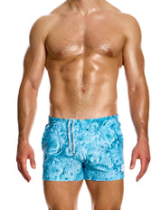 Modus Vivendi Origami Swim Shorts Made in Greece. Party wear.  Fetish gear. blue floral swim shorts