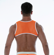 TOF Paris Neon Mesh Harness, Made in France. Harness Mesh Neon. underwear party. Fetish, party wear. Neon Orange