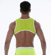 TOF Paris Neon Mesh Harness, Made in France. Harness Mesh Neon. underwear party. Fetish, party wear. Neon Yellow