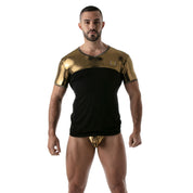 TOF Paris Metal T-Shirt. Made in France. Party wear. clothes to stand out. underwear party clothes. gold tshirt