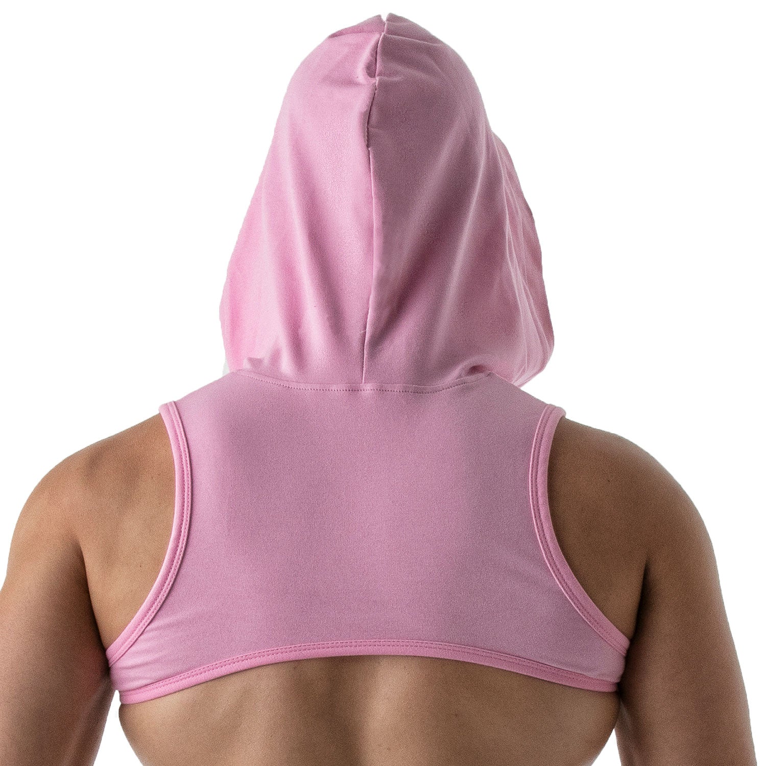 TOF Paris Paris Hoodie Harness Pink. Made in France. cropped top hooded. Mens gym wear. party wear. fetish wear. Pink