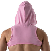 TOF Paris Paris Hoodie Harness Pink. Made in France. cropped top hooded. Mens gym wear. party wear. fetish wear. Pink