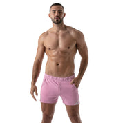 TOF Paris Paris shorts. Made in France. cropped top hooded. Mens quality gym wear. party wear. fetish wear. Pink