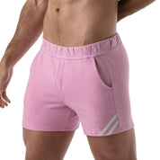 TOF Paris Paris shorts. Made in France. cropped top hooded. Mens quality gym wear. party wear. fetish wear. Pink