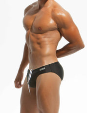 Modus Vivendi Classic Swim Brief. Made in Greece. luxury comfort high quality. Swimwear classic cut. Black