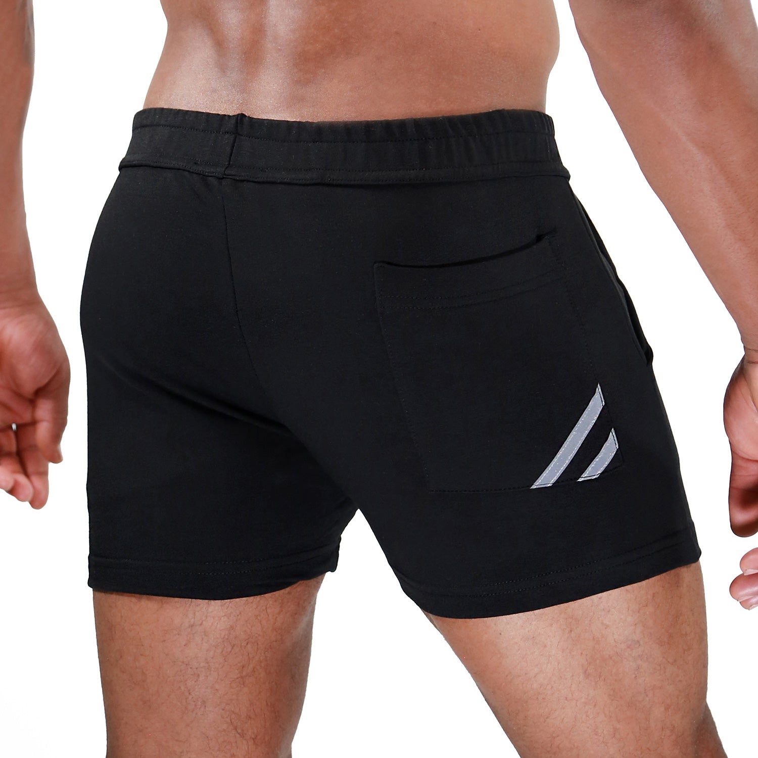 TOF Paris Paris shorts. Made in France. cropped top hooded. Mens quality gym wear. party wear. fetish wear. black