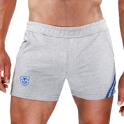 TOF Paris Paris shorts. Made in France. cropped top hooded. Mens quality gym wear. party wear. fetish wear. Grey