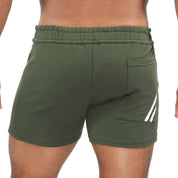 TOF Paris Paris shorts. Made in France. cropped top hooded. Mens quality gym wear. party wear. fetish wear. Green