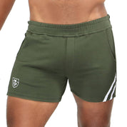 TOF Paris Paris shorts. Made in France. cropped top hooded. Mens quality gym wear. party wear. fetish wear. Green