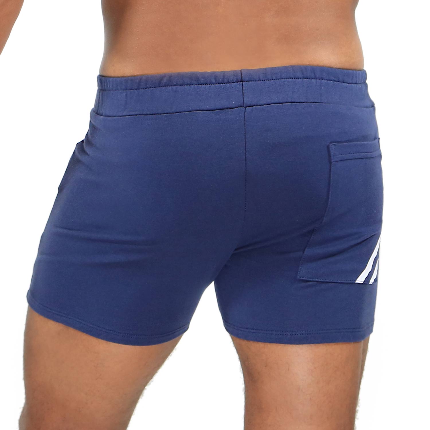 TOF Paris Paris shorts. Made in France. cropped top hooded. Mens quality gym wear. party wear. fetish wear. Navy