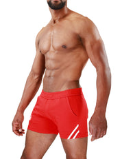 TOF Paris Paris shorts. Made in France. cropped top hooded. Mens quality gym wear. party wear. fetish wear. Red