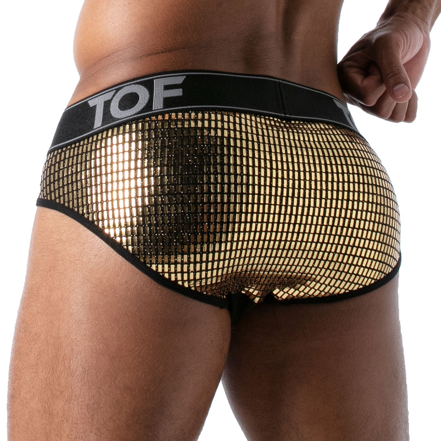TOF Paris Star Brief Gold. Made in France. Party wear. Fetish wear gay pride.