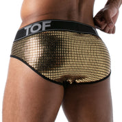 TOF Paris Star Brief Gold. Made in France. Party wear. Fetish wear gay pride.