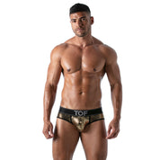 TOF Paris Star Brief Gold. Made in France. Party wear. Fetish wear gay pride.