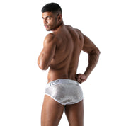 TOF Paris Star Brief Sliver. Made in France. Party wear. Fetish wear gay pride.