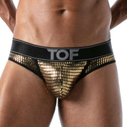TOF Paris Star Jockstrap Gold. Made in France. Party wear. Fetish wear gay pride.